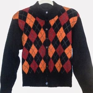 Silk Blend Argyle Cartigan